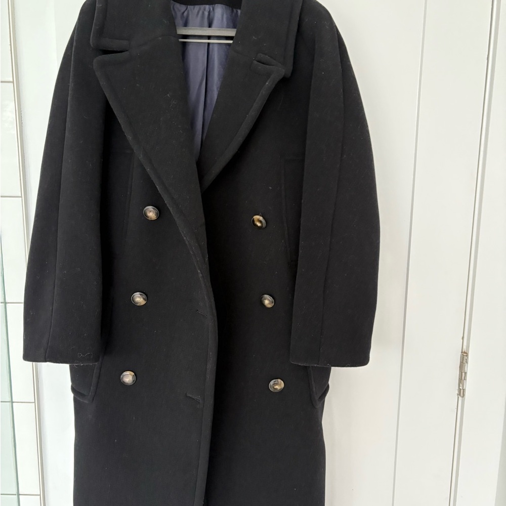 Sézane Black Double-Breasted Coat size 42 - Picture 1 of 5
